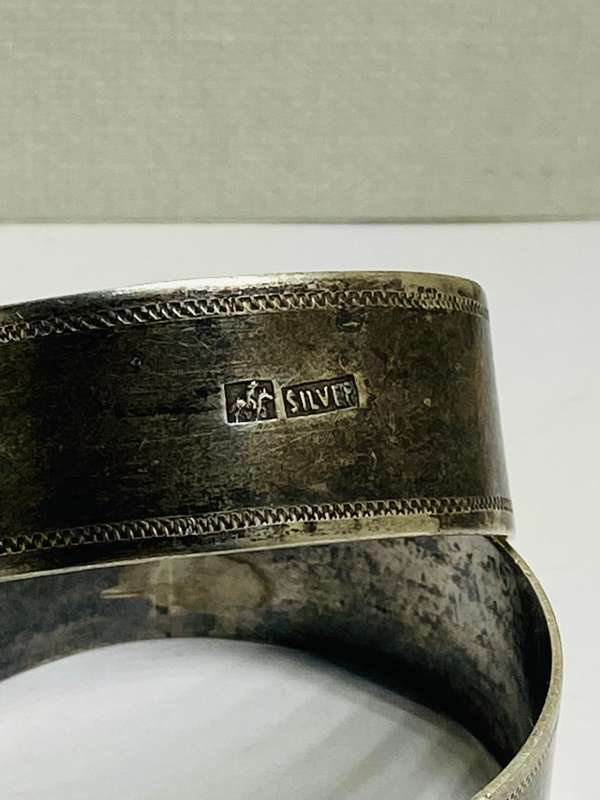RARE NORMAN WATSON SILVERSMITHS DURBAN SA SILVER PAIR NAPKIN RINGS