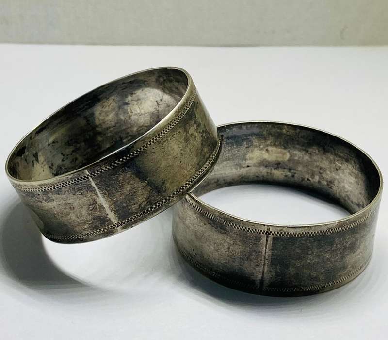 RARE NORMAN WATSON SILVERSMITHS DURBAN SA SILVER PAIR NAPKIN RINGS