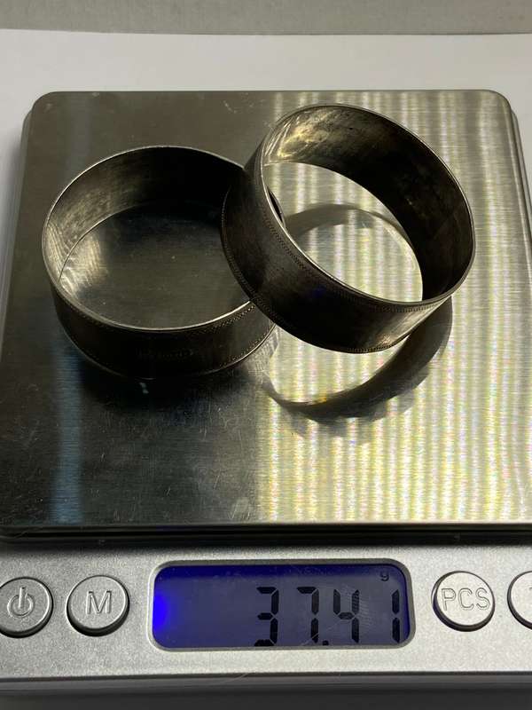 RARE NORMAN WATSON SILVERSMITHS DURBAN SA SILVER PAIR NAPKIN RINGS