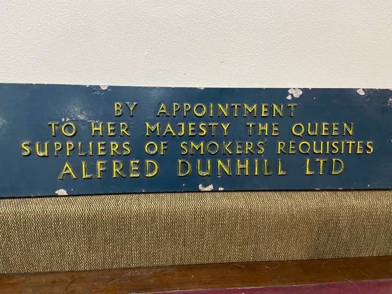 OLD ALFRED DUNHILL BRITISH SIGN - CAST IRON WITH ENAMEL PAINT - HEAVY -