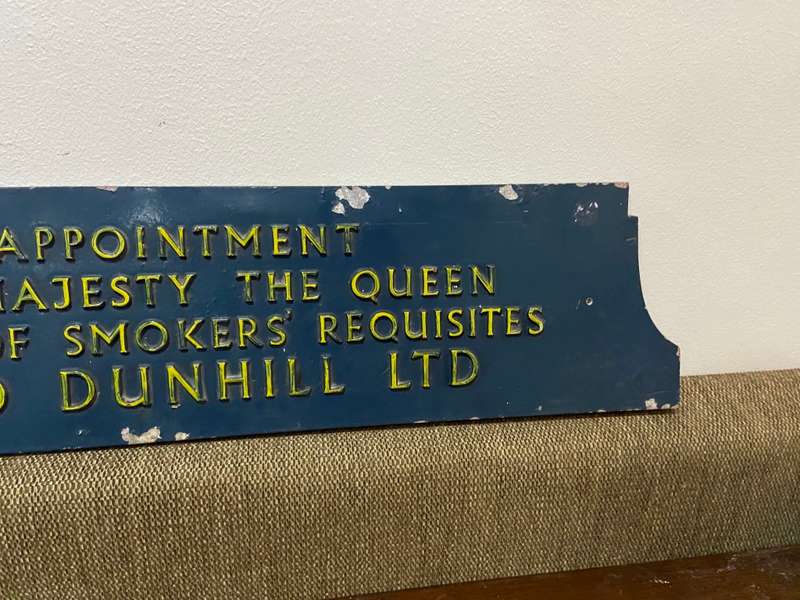 OLD ALFRED DUNHILL BRITISH SIGN - CAST IRON WITH ENAMEL PAINT - HEAVY -