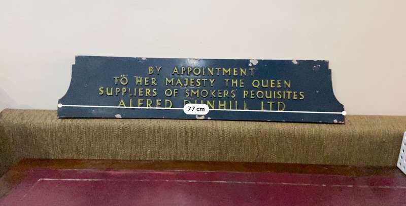 OLD ALFRED DUNHILL BRITISH SIGN - CAST IRON WITH ENAMEL PAINT - HEAVY -