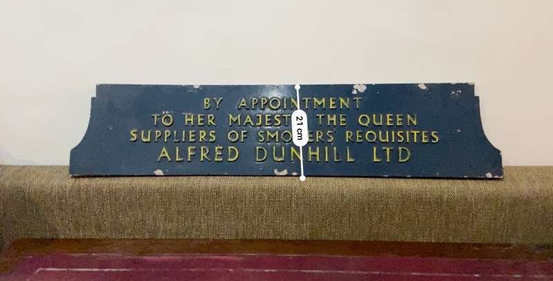 OLD ALFRED DUNHILL BRITISH SIGN - CAST IRON WITH ENAMEL PAINT - HEAVY -