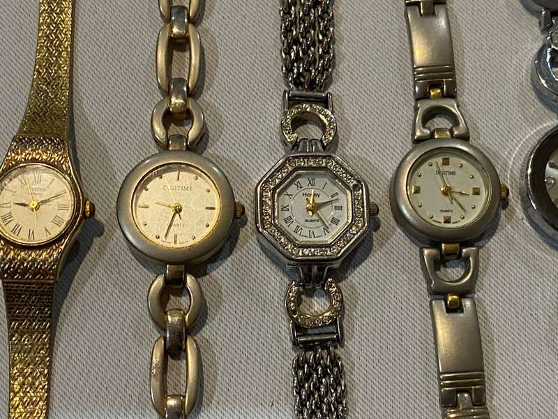 10 LADIES WATCHES - ALL RUNNERS WITH NEW BATTERIES - TESTED - ALL FOR ONE BID -