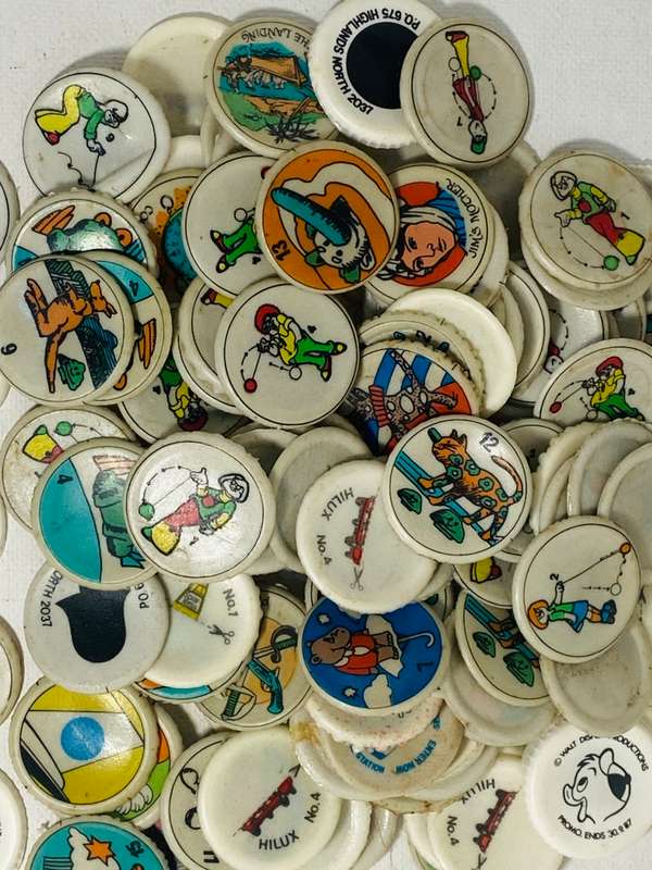 100 PLUS BOTTLE TOP LINERS FROM 1980s - Various Competitions -
