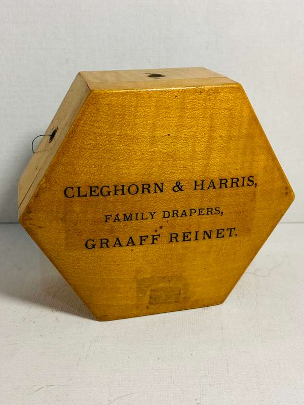 CIRCA 1950s SEWING THREAD HOLDER - CLEGHORN & HARRIS - Graaff Reinet -
