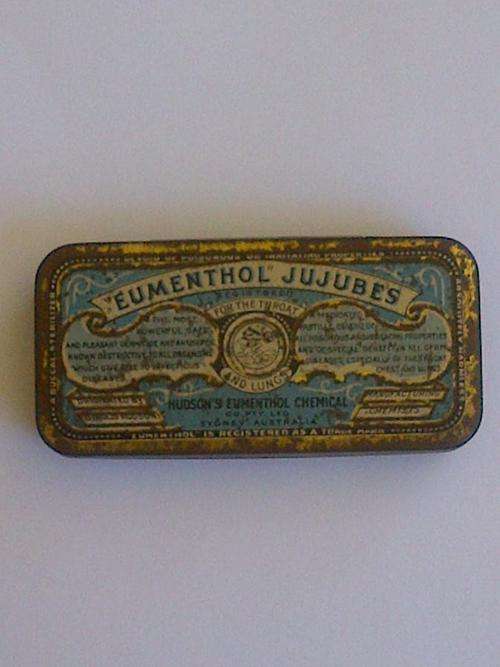 VINTAGE TIN: EUMENTHOL JUJUBES - FOR THE THROAT AND LUNGS