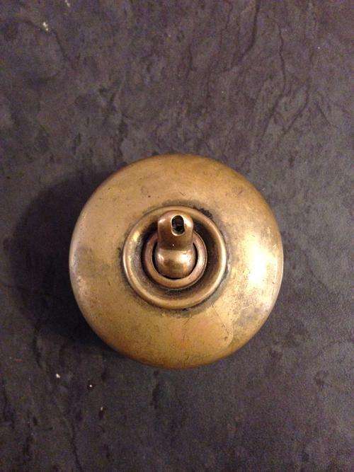 VICTORIAN BRASS AND CERAMIC LIGHT SWITCH