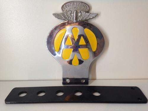 AA MOTOR BADGE WITH BRACKET - LIKE NEW AND NEVER USED -