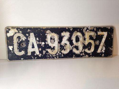VINTAGE BLACK AND WHITE NUMBER PLATE WITH RAISED LETTERS