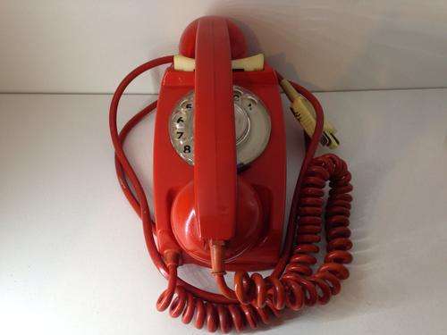 AMAZING RED ROTARY TELEPHONE - NOT STRIPPED AND IN GOOD SHAPE -