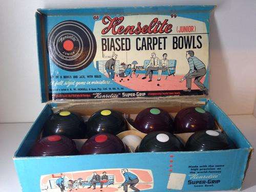 HOME CARPET BIASED BOWLS SET - HENSELITE JUNIOR - GREAT FIND -