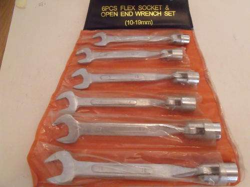 6Piece Flex Socket & Open end Wrench Set