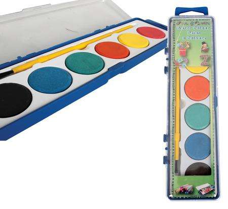 6 Colour Water Paints with Brush (21cm x 6cm)