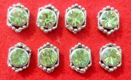 8 x 2-strand nickel spacers with green stone
