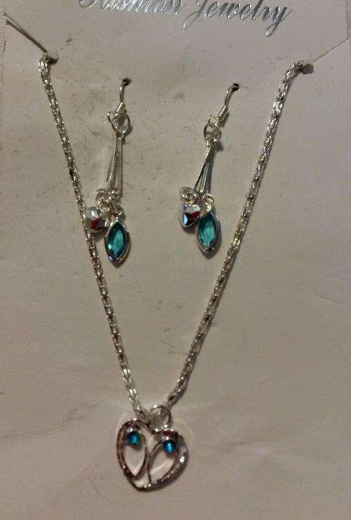 Necklace and earring set - turquoise and silver