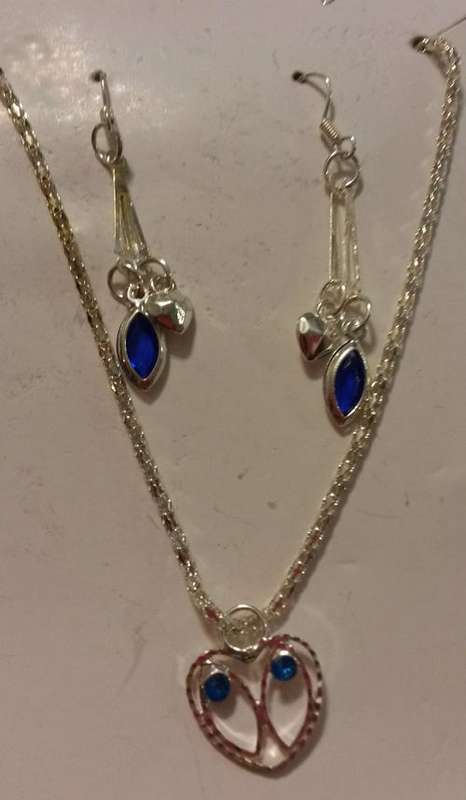 Necklace and earring set - blue and silver