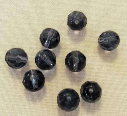 40 x 8mm purple round faceted glass beads