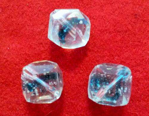 17 x 10mm square faceted clear/turquoise beads