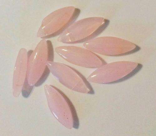 48 x 18mm flat oval pink glass beads