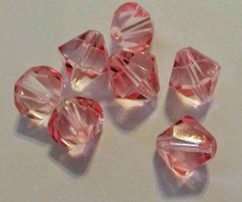 100 x 10mm rbiconal pink glass beads
