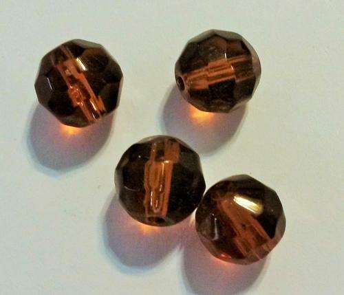 50 x 8mm round faceted brown glass beads