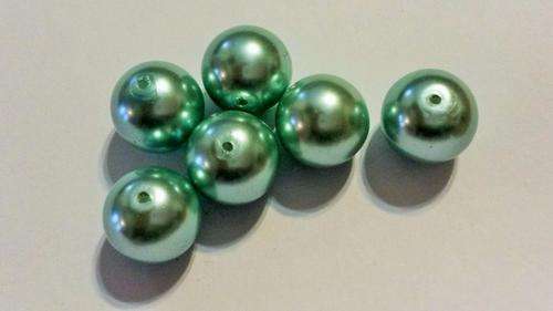25 x 12mm pale blue glass pearl beads