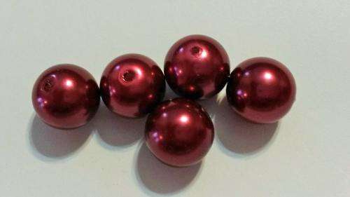 40 x 12mm burgundy glass pearl beads