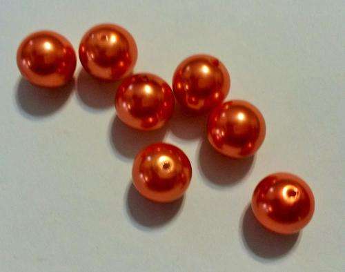 40 x 10mm orange glass pearl beads