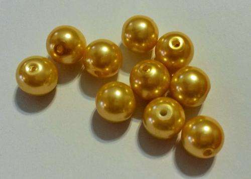 60 x 10mm yellow glass pearl beads