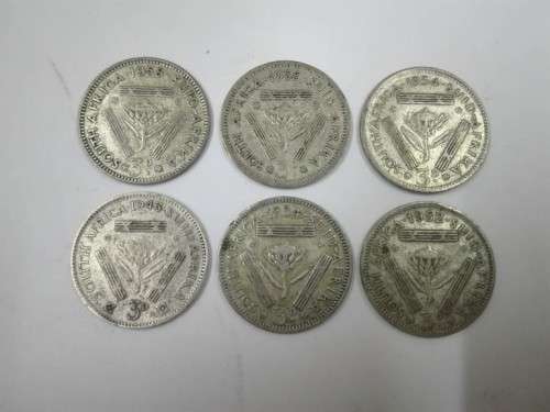 Lot of Six Silver 3 D coins