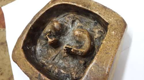 Vintage Hand Carved Rock ashtray .