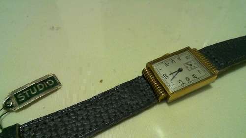 Boxed 1950s Studio Swiss made Art Deco Gents wristwatch (RUNNING)