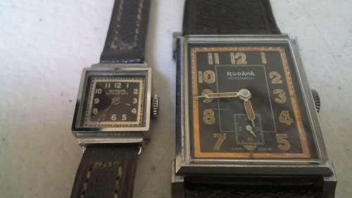 1940s Rodana His and hers swiss made art deco Wristwatches ,