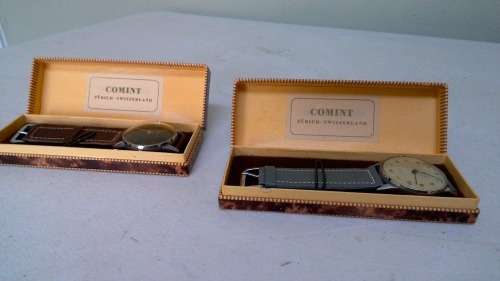 Lot of 2 Boxed 1950s 15 Rubis Swiss made Gents Wristwatches