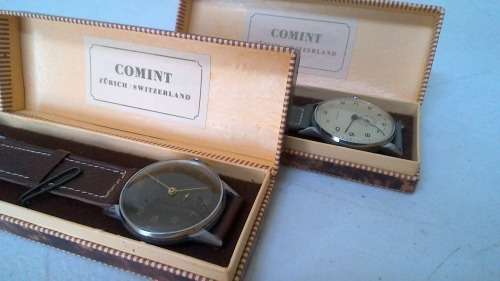 Lot of 2 Boxed 1950s 15 Rubis Swiss made Gents Wristwatches