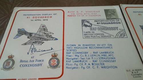 Lot no 7 , Royal air force Individually Numbered and Hand Signed Cover from the 1970s ultra Rare