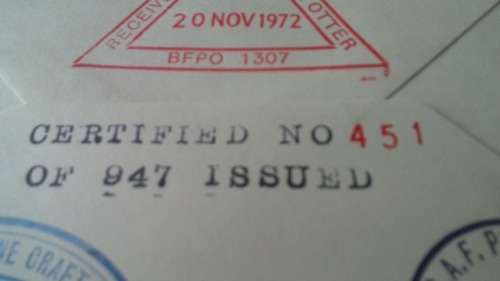 Lot no 16 , Royal air force Individually Numbered and Hand Signed Cover from the 1970s ultra Rare