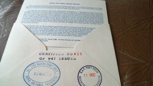 Lot no 4 , Royal air force Individually Numbered and Hand Signed Cover from the 1970s ultra Rare