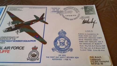 Lot no 8 ,  Royal air force Individually Numbered and Hand Signed Cover from the 1970s ultra Rare Lo