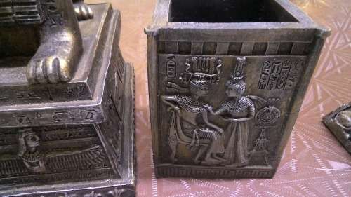 Lot of 3 highly detailed egyptian ornaments and a Budda