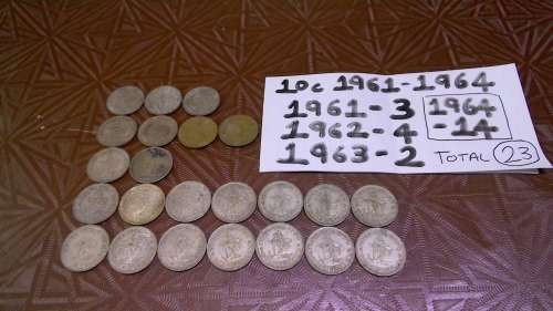 Lot of 23 Silver 10cent Coins 1961-1964