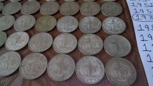 Lot of 60 Silver One Shilling Coins 1932-1960