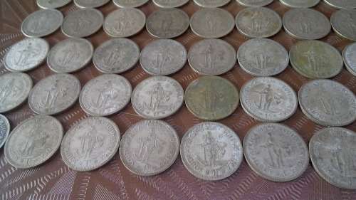 Lot of 60 Silver One Shilling Coins 1932-1960