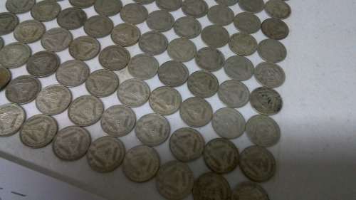 lot of 100 Silver 3d Tickey Coins 1926-1959 all for one bid