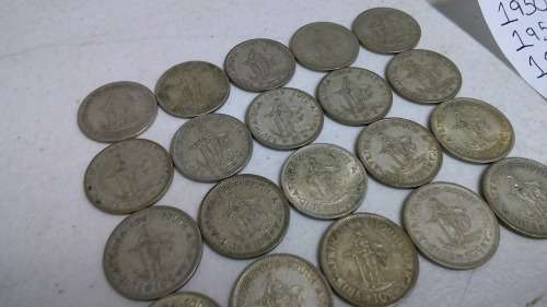 lot of 20 Silver One Shilling & 10 Cent Coins 1943-1964 All for one bid