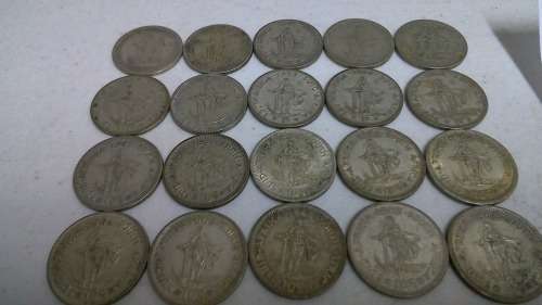 lot of 20 Silver One Shilling & 10 Cent Coins 1943-1964 All for one bid