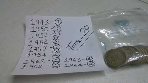 lot of 20 Silver One Shilling & 10 Cent Coins 1943-1964 All for one bid