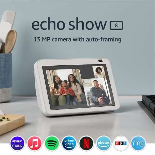 Echo Show 8 (2nd Gen) | HD smart display with Alexa and 13 MP camera | Glacier White