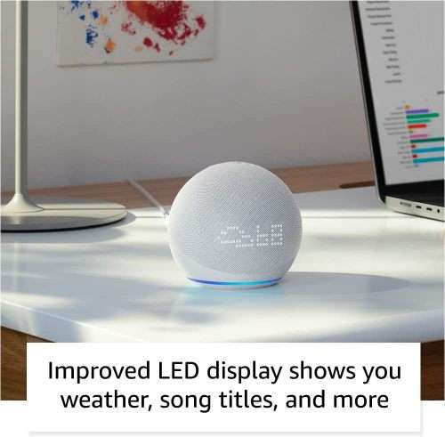 Echo Dot (5th Gen, 2022 release) with clock | Smart speaker with clock and Alexa | Cloud Blue